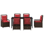 vidaXL Ensemble de Salle à Manger de Jardin 7 Pièces Marron Poly Rattan