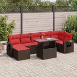 vidaXL Salon de jardin 8Pièces avec coussins marron résine tressée acacia