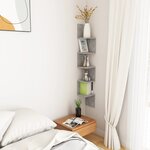 vidaXL Étagère d'angle murale Gris béton Bois d'ingénierie