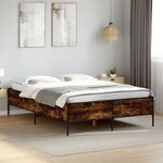 vidaXL Cadre de lit chêne fumé 140x190 cm bois d'ingénierie et métal