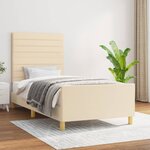 vidaXL Cadre de lit avec tête de lit Crème 90x190 cm Tissu