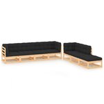 Salon de jardin meuble d'extérieur ensemble de mobilier 7 pièces avec coussins bois de pin massif 02_0017133