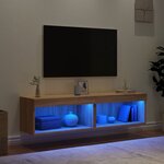vidaXL Meubles TV avec lumières LED 2 Pièces chêne sonoma 60x30x30 cm