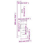 vidaXL Buffet haut Blanc brillant 34 5x34x180 cm Bois d'ingénierie