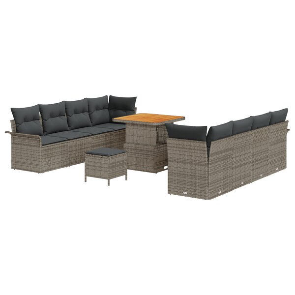 vidaXL Ensemble de canapé de jardin 11 Pièces Gris 80 x 80 x 71 cm
