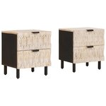 vidaXL Cabinet de chevet avec tiroir 2 Pièces Blanc 40 x 33 x 46 cm