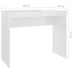 Bureau table poste de travail meuble d'ordinateur informatique étude brillant 90 x 40 x 72 cm bois d'ingénierie blanc 02_0023552