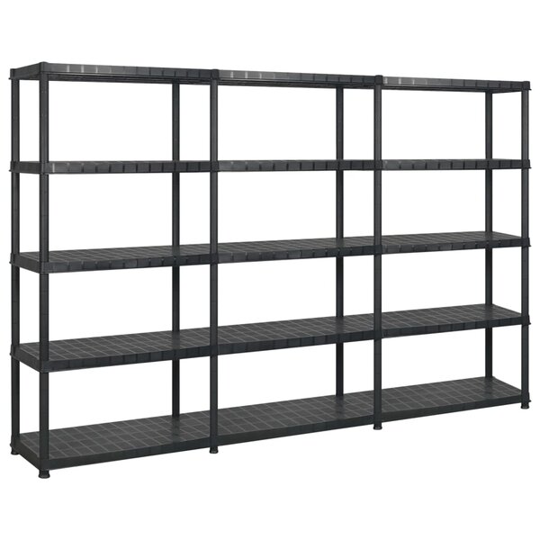 vidaXL Étagère de rangement 5 niveaux Noir 274 5x45 7x185 cm Plastique