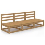 vidaXL Canapé à 3 places de jardin Marron miel Bois de pin solide