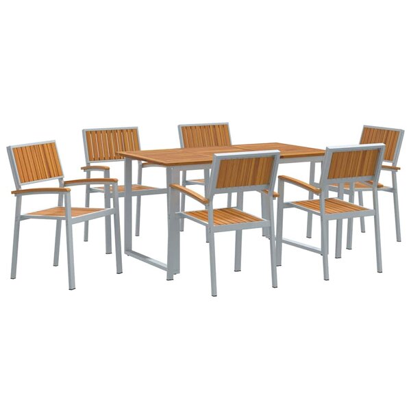 vidaXL Ensemble de salle à manger pour jardin 7 Pièces Gris et marron