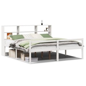 vidaXL Lit bibliothèque sans matelas blanc 180x200 cm bois pin massif