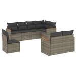 vidaXL Salon de jardin 8 Pièces avec coussins gris résine tressée