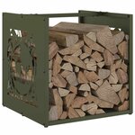 vidaXL Portant de bois chauffage vert olive 40x40x40 cm