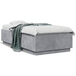 vidaXL Cadre de lit avec LED sans matelas gris béton 90x190 cm