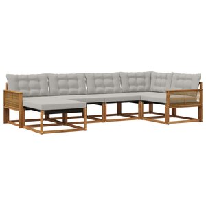 vidaXL Ensemble de canapés d'extérieur 6 Pièces Naturel et gris clair