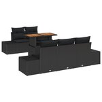 vidaXL Ensemble de salle à manger de jardin 6 pièces avec coussins en poly rattan noir et acacia