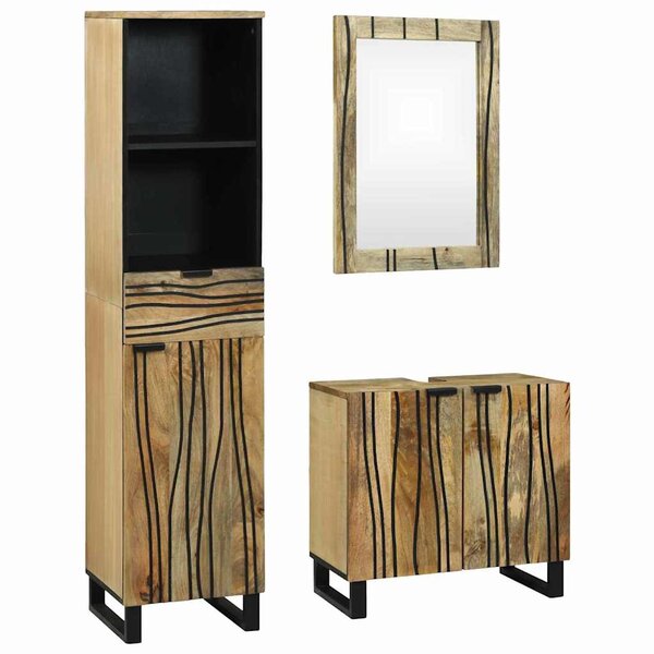vidaXL Ensemble de mobilier de salle de bain avec tiroir 3 Pièces Marron