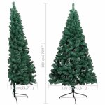 vidaXL Demi-arbre de Noël artificiel pré-éclairé et boules vert 180 cm