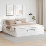 VidaXL Cadre de lit ottoman avec matelas blanc 160x200 cm similicuir