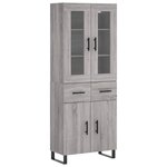 vidaXL Buffet haut Sonoma gris 69 5x34x180 cm Bois d'ingénierie