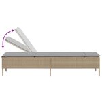 vidaXL Chaise longue avec table et coussin beige résine tressée