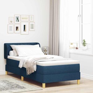 vidaXL Lit à ressorts avec matelas Bleu 90 x 200 cm tissu
