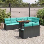 vidaXL Ensemble de canapé de jardin 9 Pièces Noir Poly rotin