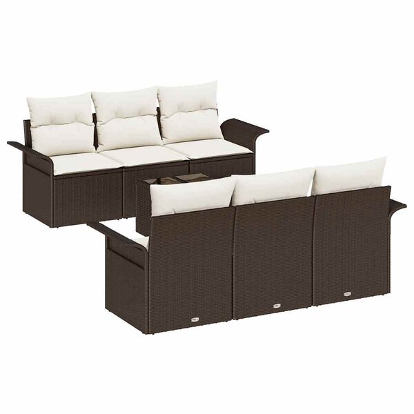 vidaXL Ensemble de canapé de jardin 7 Pièces Marron Poly rotin
