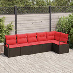 vidaXL Ensemble de canapé de jardin avec coussin 6 Pièces Marron et rouge