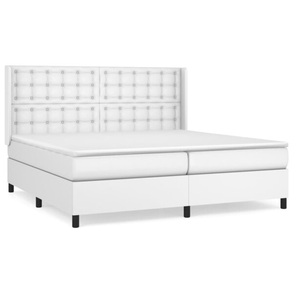 vidaXL Sommier à lattes de lit avec matelas Blanc 200x200cm Similicuir