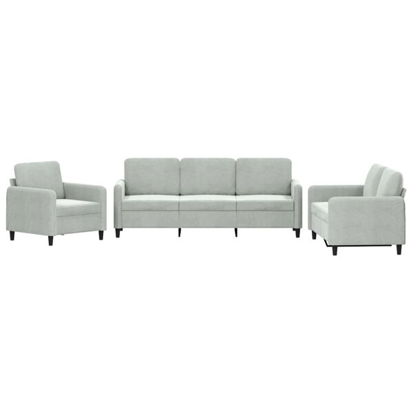 vidaXL Ensemble de canapés 3 Pièces gris clair velours