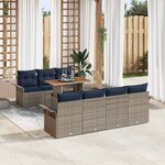 vidaXL Ensemble de canapé de jardin 8 Pièces Gris Poly rotin
