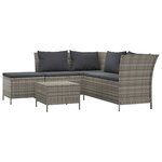 vidaXL Salon de jardin 4 Pièces avec coussins Gris Résine tressée