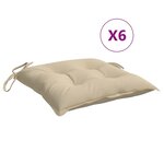 vidaXL Coussins de chaise lot de 6 beige 50x50x7 cm tissu oxford