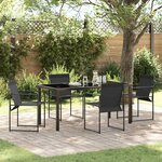 vidaXL Ensemble de salle à manger pour jardin 5 Pièces Noir
