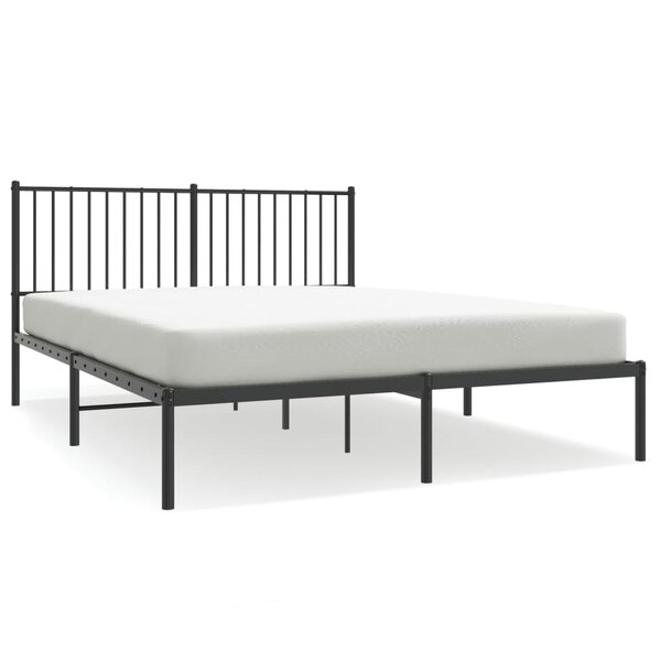 vidaXL Cadre de lit métal sans matelas et tête de lit noir 160x200 cm