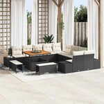 vidaXL Ensemble de canapé de jardin avec coussin 13 Pièces Noir et Crème