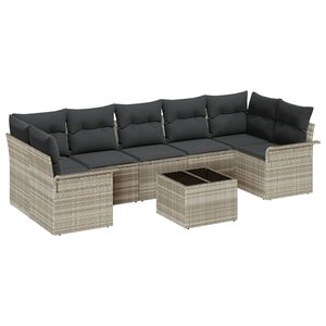 vidaXL Ensemble de canapé de jardin 8 Pièces Gris clair 55 x 55 x 37 cm