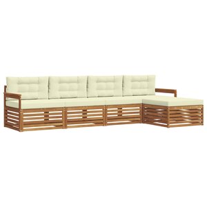 vidaXL Ensemble de canapés d'extérieur 5 pc Naturel et Crème