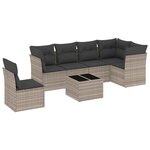 vidaXL Salon de jardin avec coussins 7 Pièces gris clair résine tressée