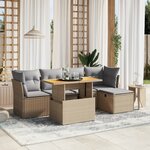 vidaXL Salon de jardin avec coussins 6 Pièces beige résine tressée
