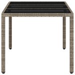 vidaXL Table de jardin dessus en verre gris clair résine tressée