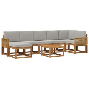 vidaXL Ensemble de canapés d'extérieur 8 Pièces Naturel et gris clair