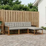 vidaXL Ensemble de canapés d'extérieur 4 pc Naturel et gris clair
