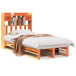 vidaXL Lit bibliothèque sans matelas cire marron 100x200 cm pin massif
