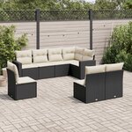 vidaXL Salon de jardin 8 Pièces avec coussins noir résine tressée