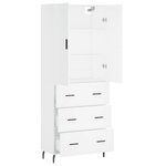 vidaXL Buffet haut Blanc 69 5x34x180 cm Bois d'ingénierie