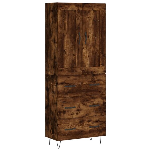 vidaXL Buffet haut Chêne fumé 69 5x34x180 cm Bois d'ingénierie