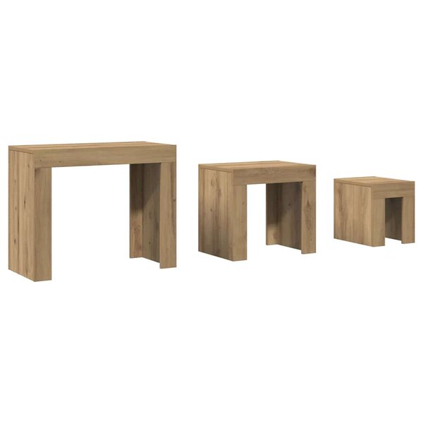 vidaXL Tables basses gigognes 3 Pièces chêne artisanal bois d'ingénierie