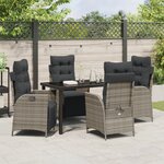 vidaXL Ensemble de salle à manger de jardin 5 pièces Gris Poly Rattan